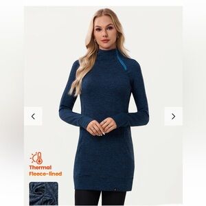 SONEVEN Ladies👩🏻Side-Zip Long-Sleeve Thermal Dress👗w  Pockets Sz XL